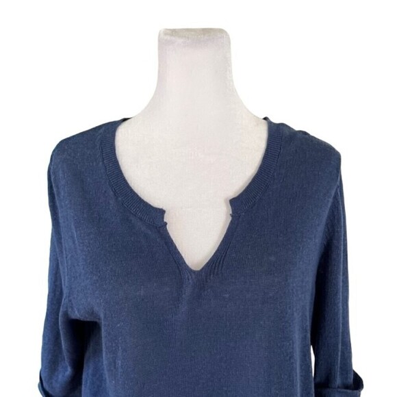 J. Jill Blue Linen Lightweight Tunic Sweater Size Small Petite NWT - Picture 4 of 8